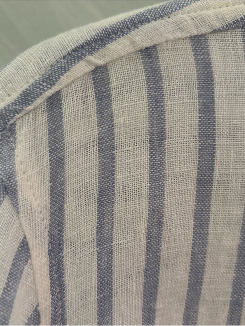 Tahari L Light Blue/White Striped 100% Linen L/S Button Up Shirt Coastal Beachy - Picture 5 of 12